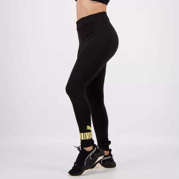 Calça Legging Essentials Logo Feminina Puma - Black Gold Outlet