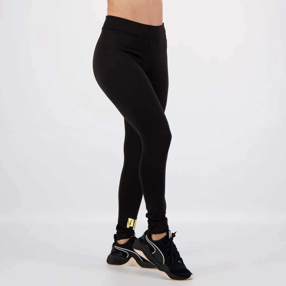 Calça Legging Essentials Logo Feminina Puma - Black Gold Outlet