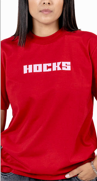 Camiseta Malha Logo Letter Hocks Skate - Vermelha - Large